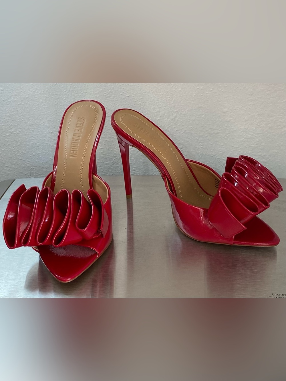 NEW CANDY APPLE RED RUFFLE STILETTO HEELS